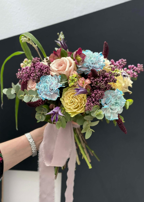 Buchet de nasa colorat bleu pastel mov grena [4]