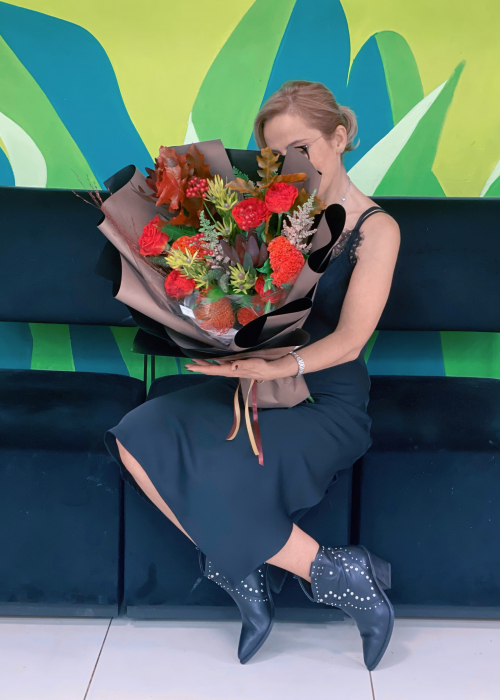 Buchet de toamna din celosia si leucospermum [3]