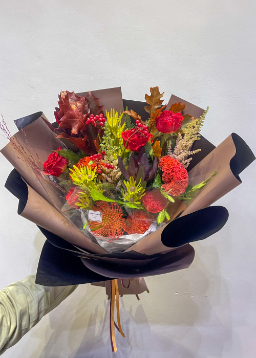 Buchet de toamna din celosia si leucospermum [1]