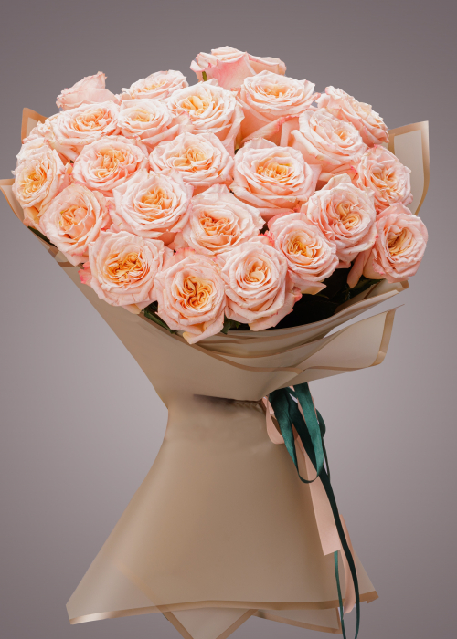 Buchet de trandafiri Peach Fuzz parfumat shimmer piersica [3]