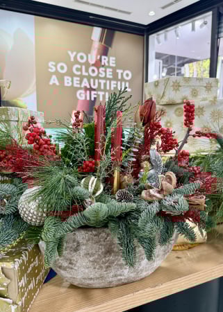 PREMIUM - Aranjament de iarna festiv rosu cu lumanari