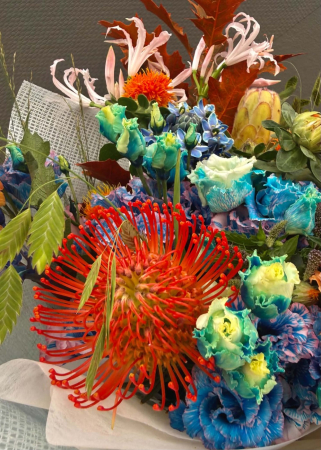 Buchet albastru portocaliu cu dalii [2]