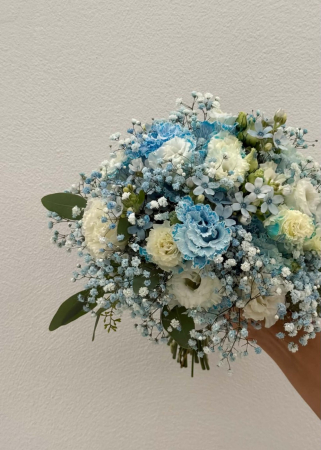 Buchet de mireasa alb albastru [7]