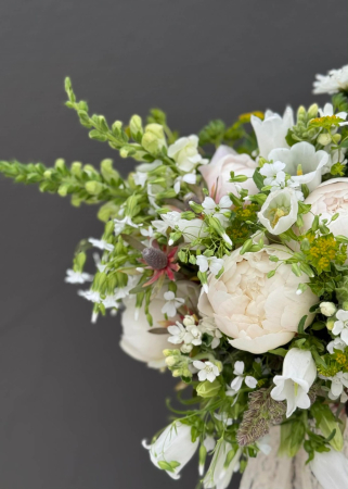 Buchet de mireasa rustic alb din flori de camp [1]