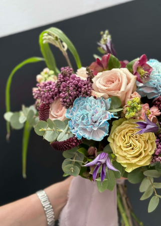 Buchet de nasa colorat bleu pastel mov grena [2]