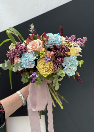 Buchet de nasa colorat bleu pastel mov grena [5]