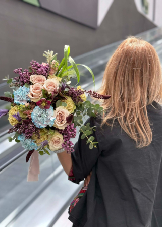 Buchet de nasa colorat bleu pastel mov grena [1]