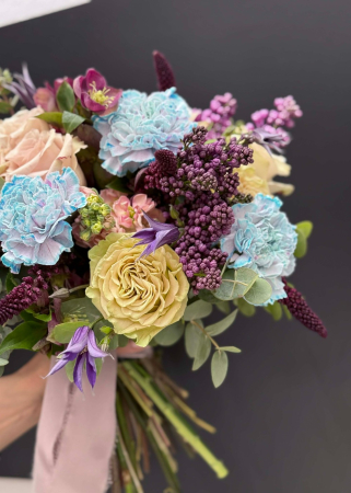 EVENIMENTE - Buchet de nasa colorat bleu pastel mov grena