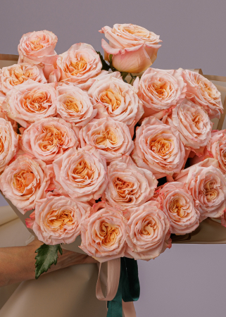 Buchet de trandafiri Peach Fuzz parfumat shimmer piersica [1]