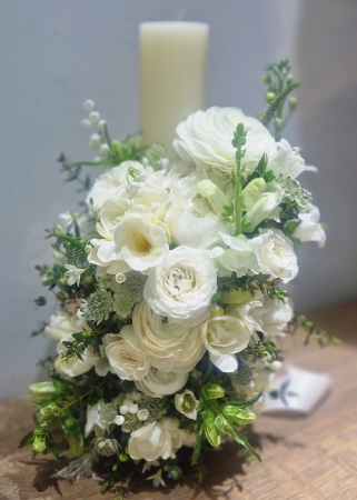 LUMANARI BOTEZ - Lumanare de botez cu flori albe "My All"