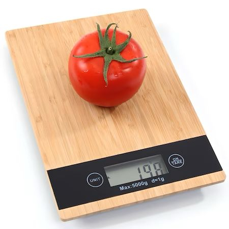 Cantar digital de bucatarie cu afisaj lcd, finisat cu lemn de bambus [4]