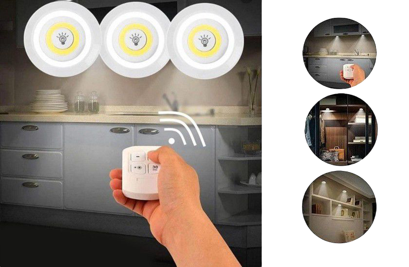 Set 3 lampi led wireless cu telecomanda [4]