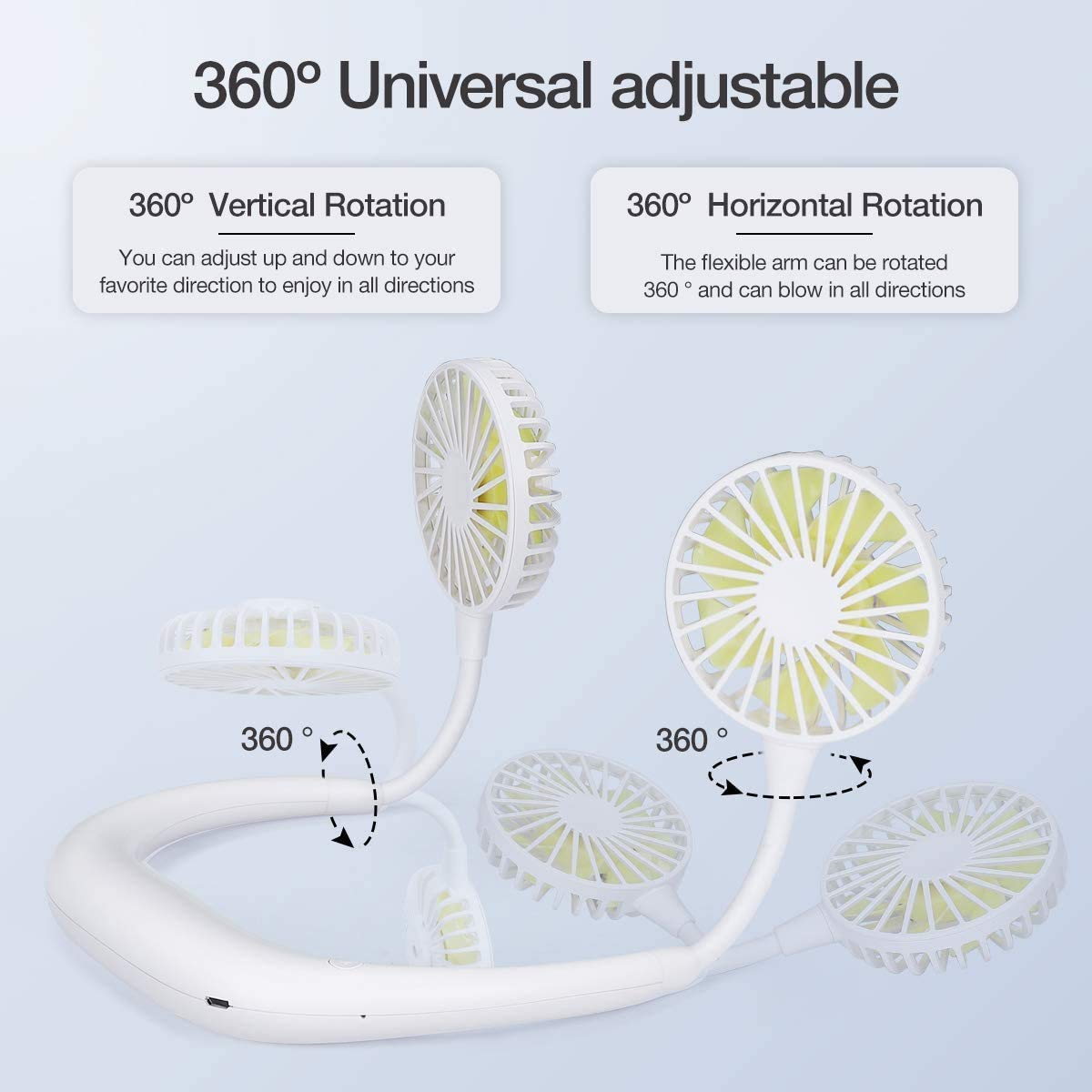 Ventilator portabil pentru gat cu led si incarcare usb [5]