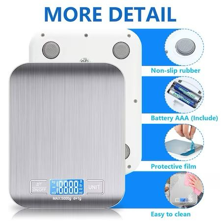 Cantar digital de bucatarie cu afisaj lcd, din inox [3]