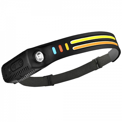 Electronice și led - Lanterna de cap cu doua benzi led si senzor de miscare