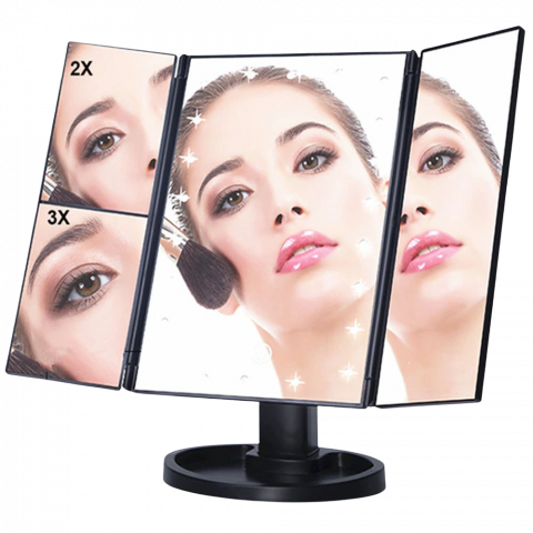 Oglinda cosmetica led cu deschidere laterala si zoom x2, x3 cu alimentare pe baterii sau cablu usb [4]