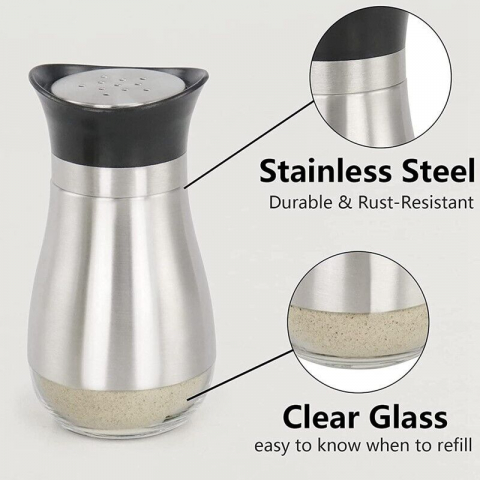 Recipient pentru condimente din inox si sticla [2]