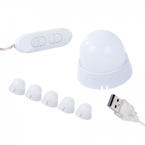 Set 10 becuri led pentru oglinda cu dimmer, prindere cu ventuze sau adeziv, 3 nuante de lumina [2]