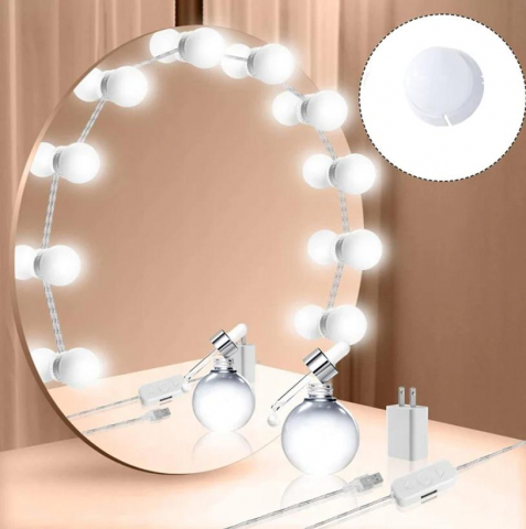 Set 10 becuri led pentru oglinda cu dimmer, prindere cu ventuze sau adeziv, 3 nuante de lumina [5]