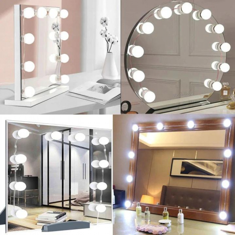 Set 10 becuri led pentru oglinda cu dimmer, prindere cu ventuze sau adeziv, 3 nuante de lumina [6]