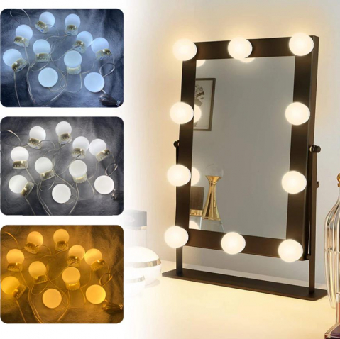Set 10 becuri led pentru oglinda cu dimmer, prindere cu ventuze sau adeziv, 3 nuante de lumina [7]
