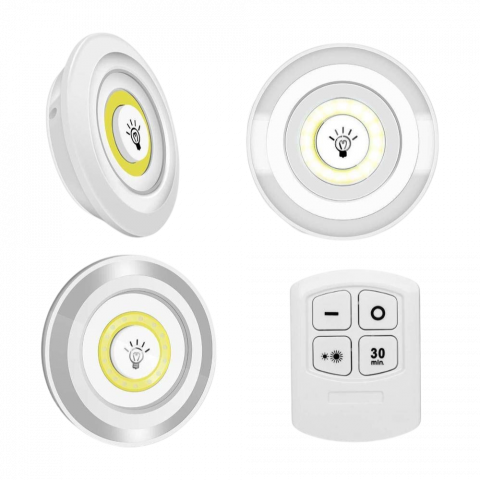 Electronice și led - Set 3 lampi led wireless cu telecomanda