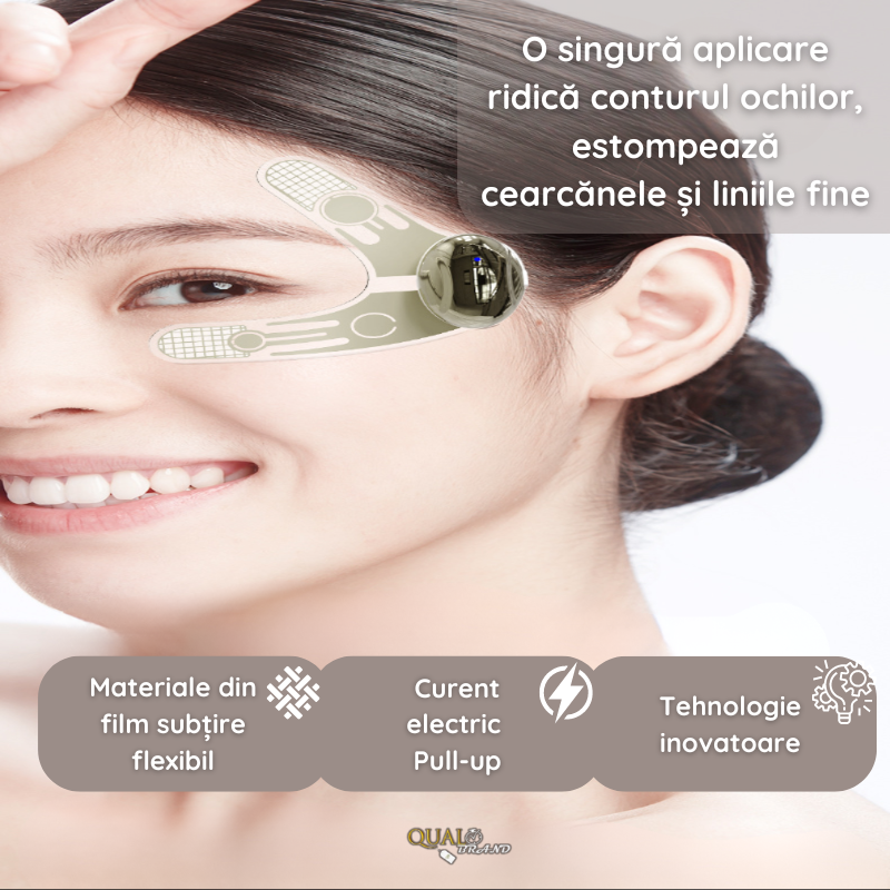 Aparat Masaj Facial QUAL BRAND® cu microcurent EMS, Efect de Lifting, Anticearcane si Antirid, Intinerirea si Intinderea pielii din jurul ochilor, Reincarcabil, Verde [3]