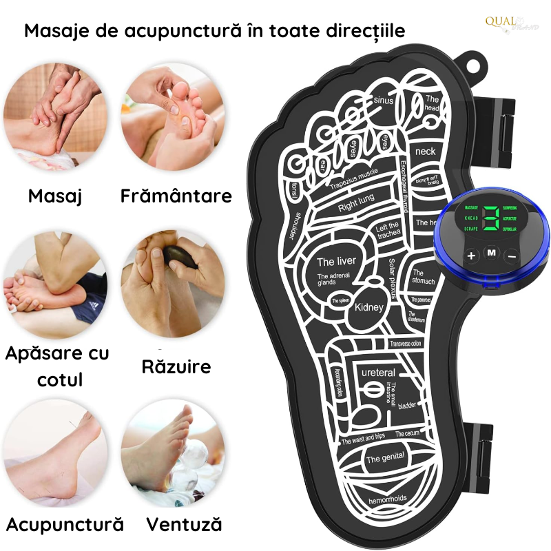 Aparat Masaj Picioare EMS QUAL BRAND®, Stimulator muscular, Stimularea circulatiei sanguine, Drenaj Limfatic, 8 Moduri diferite, 19 Trepte de Intensitate, Incarcare USB, Telecomanda inclusa, Negru [4]