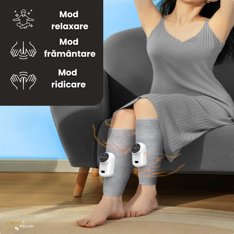 Aparat Masaj Picioare Qual Brand® cu Presopunctura, Masaj 360 grade , 3 Trepte de Intensitate Reglabile, Functie de Compresie Calda, Reincarcabil, Autonomie pana la 4 ore de Utilizare continua, Gri de [2]