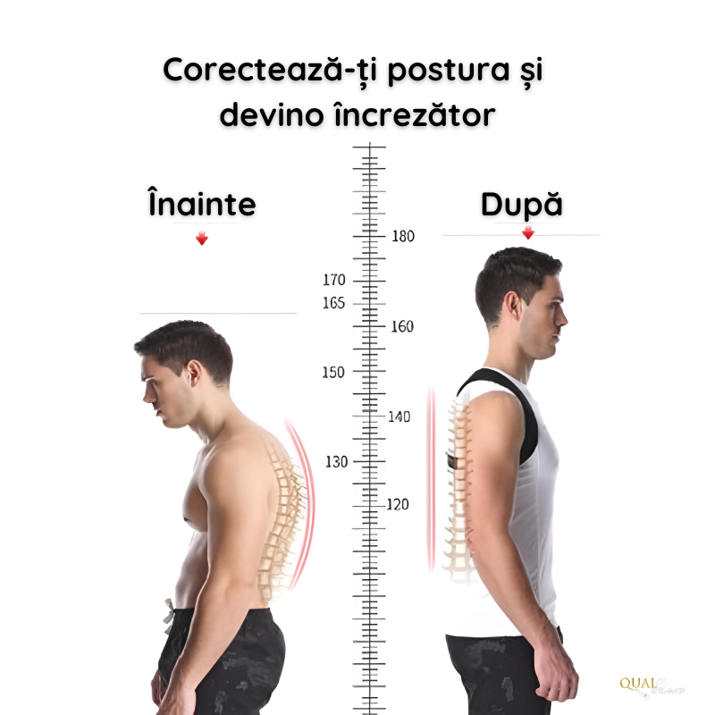 Corector de Postura QUAL BRAND®, pentru indreptare spate, coloana si umeri, 12 magneti cusuti, Ergonomic, Alb [2]
