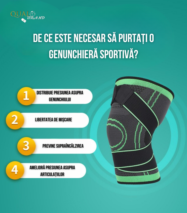 Genunchiera Elastică, Orteză genunchi, Bandaj pentru Genunchi cu Compresie Respirabila, Suport menisc, cu mansoane elastice, Negru/Verde [2]