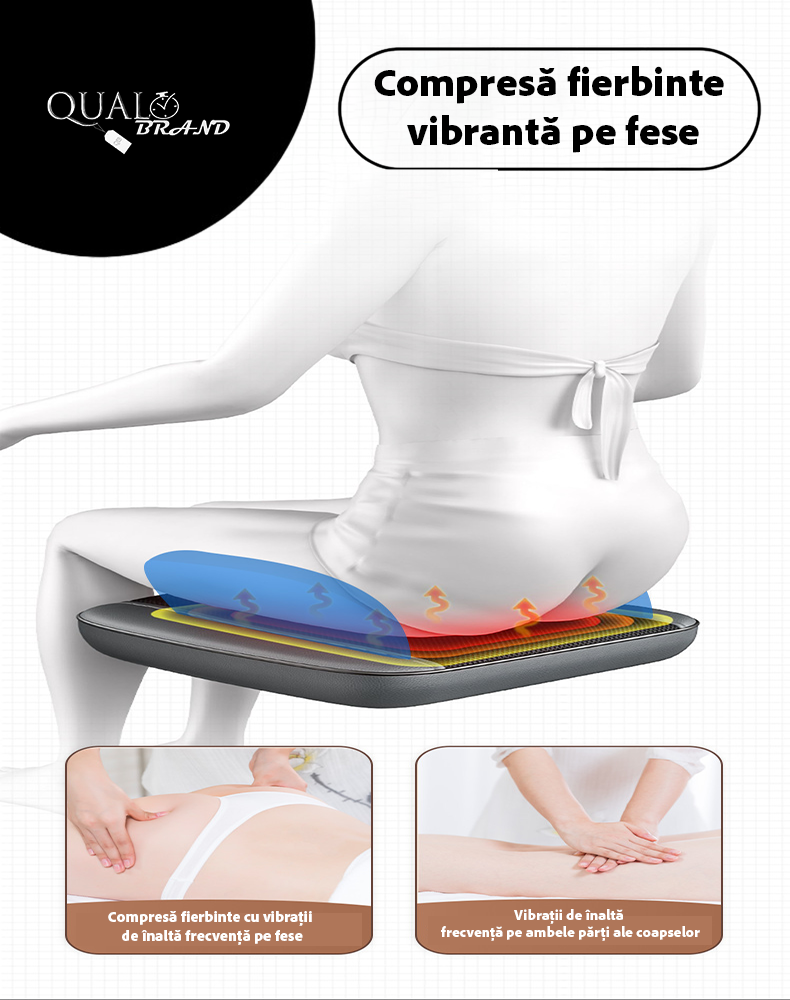 Husa de scaun pentru masaj Shiatsu 2D 3D QUAL BRAND®, cu functie de incalzire si masaj, cu role mobile si presiune, telecomanda inclusa, masare gat, umeri, spate si coapse, pentru relaxare, pentru dur [2]