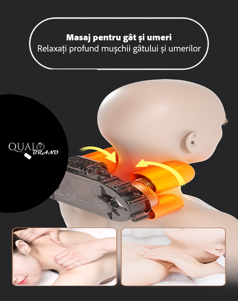 Husa de scaun pentru masaj Shiatsu 2D 3D QUAL BRAND®, cu functie de incalzire si masaj, cu role mobile si presiune, telecomanda inclusa, masare gat, umeri, spate si coapse, pentru relaxare, pentru dur [4]