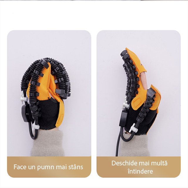 Manusa robotica profesionala pentru mana, pentru reabilitare dupa AVC, leziuni, recuperare mobilitate, manusa de exercitiu, bila pentru exercitiu, mana DREAPTA, marime XL, Negru-Galben [3]