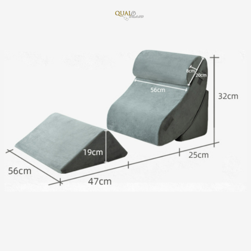Set 4 Perne Ortopedice QUAL BRAND®, Din Spuma cu Memorie, Multpile Functionalitati, Perfecte pentru Relaxare si Lucrat din Pat, Ergonomice, Confortabile, Pentru Spate, Gat si Picioare, Gri [3]