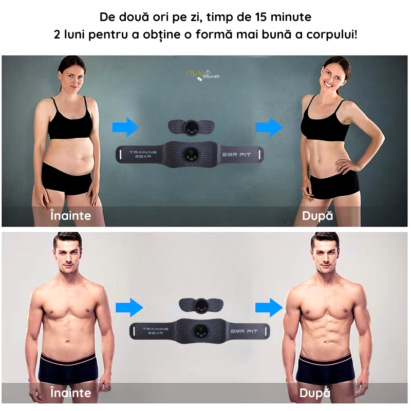 Set Aparat Fitness EMS QUAL BRAND®, Pachet cu Centura Abdominala, 3 telecomenzi, 2 Benzi EMS pentru picioare/ maini, 6 Programe, 9 Trepte de Intensitate, Tonifiere si Slabire Eficienta [2]