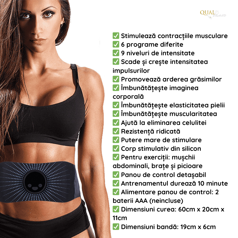 Set Aparat Fitness EMS QUAL BRAND®, Pachet cu Centura Abdominala, 3 telecomenzi, 2 Benzi EMS pentru picioare/ maini, 6 Programe, 9 Trepte de Intensitate, Tonifiere si Slabire Eficienta [3]