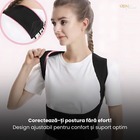 Corector Postura, Anti-Cocoasa, Material Flexibil, Presiune Reglabila, Postura Corecta si Eliminare Dureri de Spate, Negru [4]