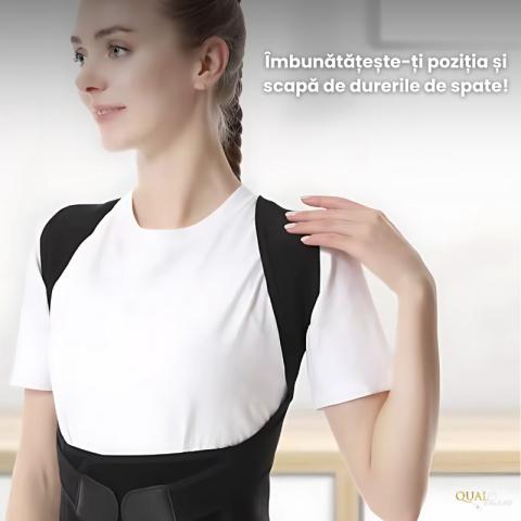 Corector Postura, Anti-Cocoasa, Material Flexibil, Presiune Reglabila, Postura Corecta si Eliminare Dureri de Spate, Negru [3]