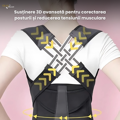 Corector Postura, Anti-Cocoasa, Material Flexibil, Presiune Reglabila, Postura Corecta si Eliminare Dureri de Spate, Negru [2]