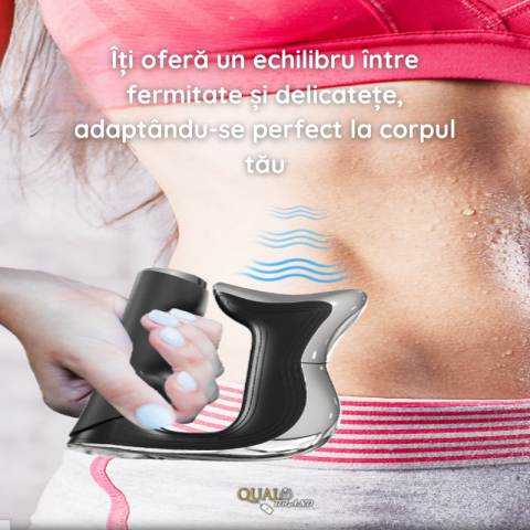 Aparat Masaj Fascia QUAL BRAND® cu vibratii, 3 niveluri de intensitate, Pentru Masaj de Calmare Al Intregului Corp, Lamela din aliaj de zinc, Incarcare USB-C, Negru [5]