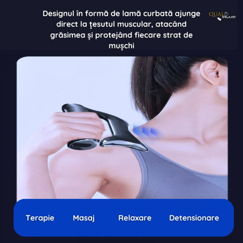 Aparat Masaj Fascia QUAL BRAND® cu vibratii, 3 niveluri de intensitate, Pentru Masaj de Calmare Al Intregului Corp, Lamela din aliaj de zinc, Incarcare USB-C, Negru [4]