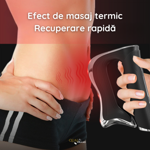 Aparat Masaj Fascia QUAL BRAND® cu vibratii, 3 niveluri de intensitate, Pentru Masaj de Calmare Al Intregului Corp, Lamela din aliaj de zinc, Incarcare USB-C, Negru [3]