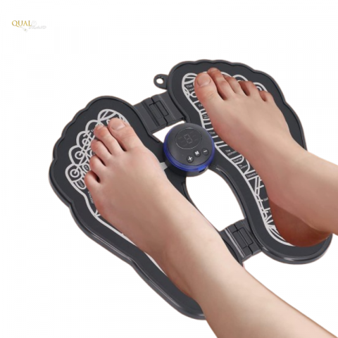 Pentru picioare - Aparat Masaj Picioare EMS QUAL BRAND®, Stimulator muscular, Stimularea circulatiei sanguine, Drenaj Limfatic, 8 Moduri diferite, 19 Trepte de Intensitate, Incarcare USB, Telecomanda inclusa, Negru