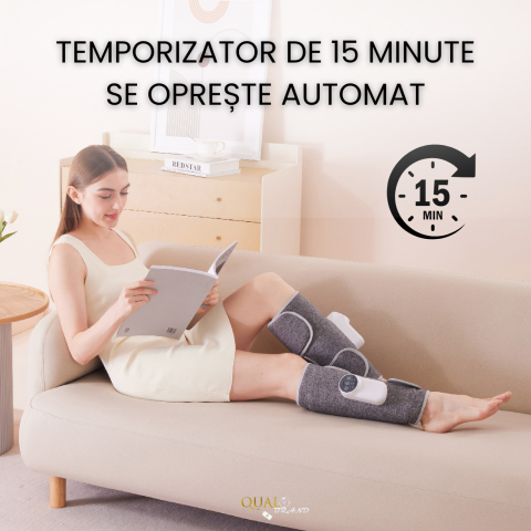 Aparat Masaj Picioare Qual Brand® cu Presopunctura, Masaj 360 grade , 3 Trepte de Intensitate Reglabile, Functie de Compresie Calda, Reincarcabil, Autonomie pana la 4 ore de Utilizare continua, Gri de [6]
