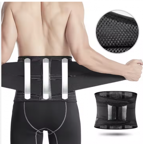 Orteze si suporturi ortopedice - Centura Magnetica, 24 Magneti Inclusi, Tije Metalice Pentru Sustinere, Pentru Durerile de Spate, Suport Maxim, Neagra