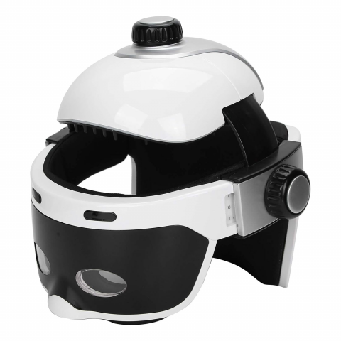 Pentru Cap - Dispozitiv de masaj pentru cap de tip casca electrica cu compresie calda si functie de masaj ocular inteligent, putere 5W, tensiune 5V, pana la 42℃, interior cu captuseala moale, din ABS, Alb-Negru