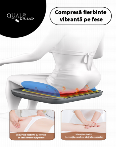 Husa de scaun pentru masaj Shiatsu 2D 3D QUAL BRAND®, cu functie de incalzire si masaj, cu role mobile si presiune, telecomanda inclusa, masare gat, umeri, spate si coapse, pentru relaxare, pentru dur [1]