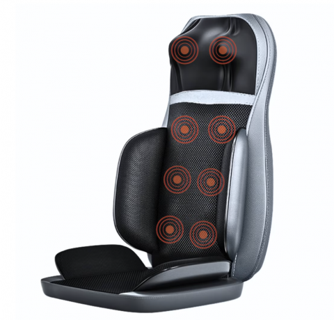 Aparate Masaj Corp - Husa de scaun pentru masaj Shiatsu 2D 3D QUAL BRAND®, cu functie de incalzire si masaj, cu role mobile si presiune, telecomanda inclusa, masare gat, umeri, spate si coapse, pentru relaxare, pentru dur