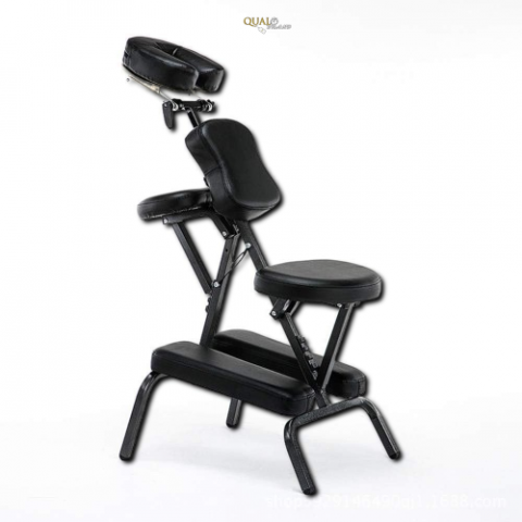 Fotolii de masaj - Scaun Masaj Profesional  QUAL BRAND®, din Otel Inoxidabil si Piele PU, Pliabil, pentru Masaj si Tatuat, Inaltime Reglabila, Perfect pentru Terapeuti, Reglare in 4 zone, Negru